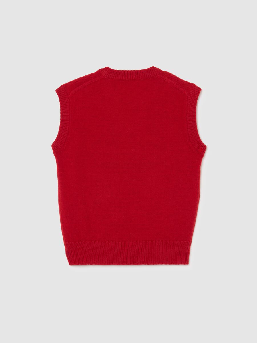 Gilet girocollo rosso da bambino regular fit senza maniche_1