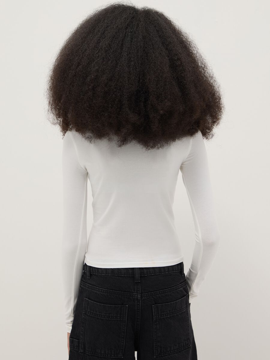 Girls' Long Sleeve White Cotton Blend Slim Fit T-Shirt_1