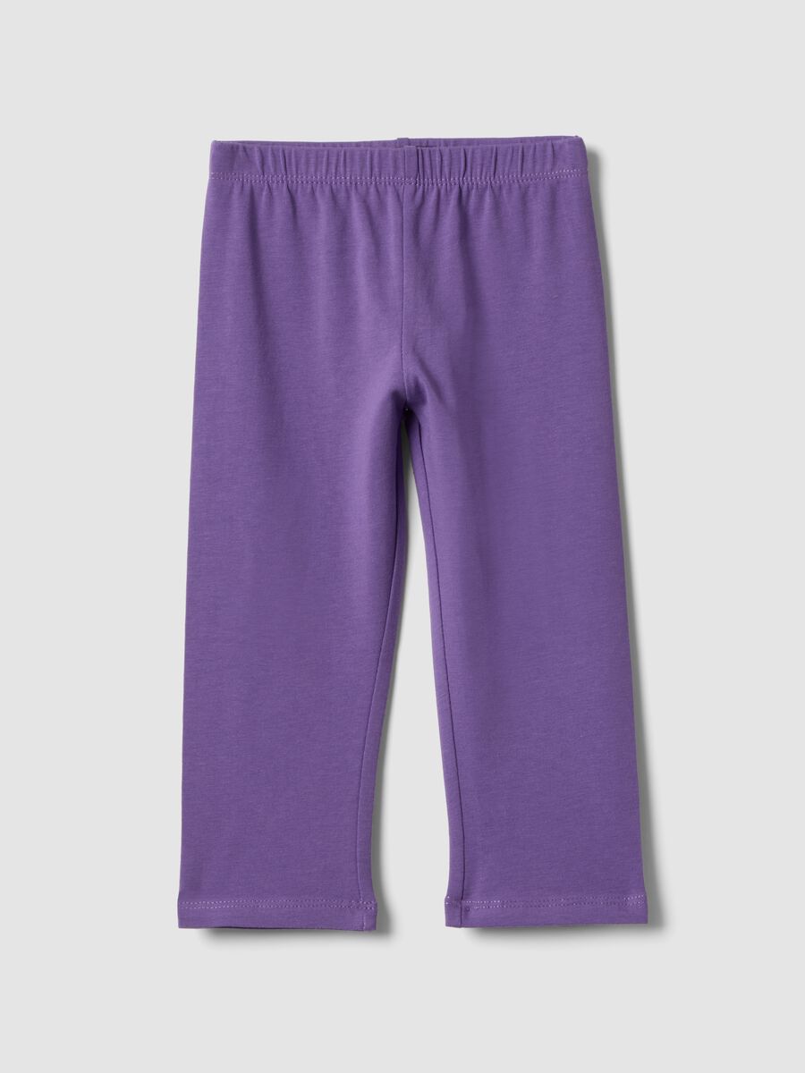 Purple slim fit cotton leggings for girls_0