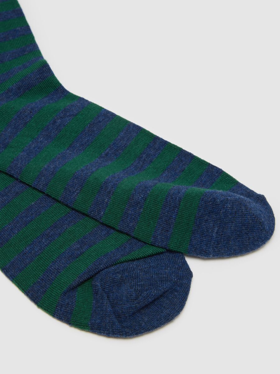Tripack calze in misto cotone a righe blu e arancioni_1