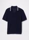 Openwork polo shirt in blue cotton_4