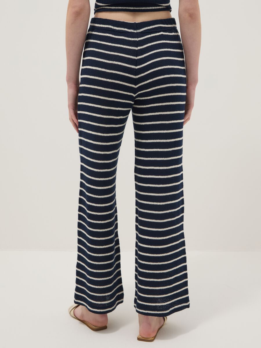 Blue striped wide-leg trousers with elasticated waist_2