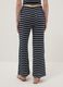 Pantaloni wide leg blu a righe con vita elastica_2