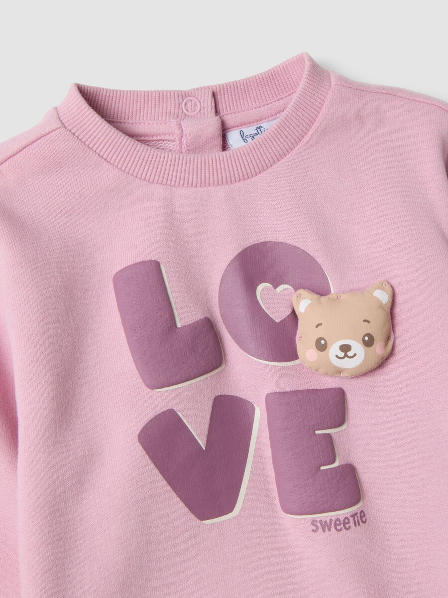 Completo jogging rosa in puro cotone con scritta "Love" over fit_2