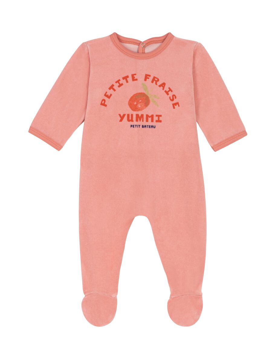 Onesie with feet and strawberry print_0