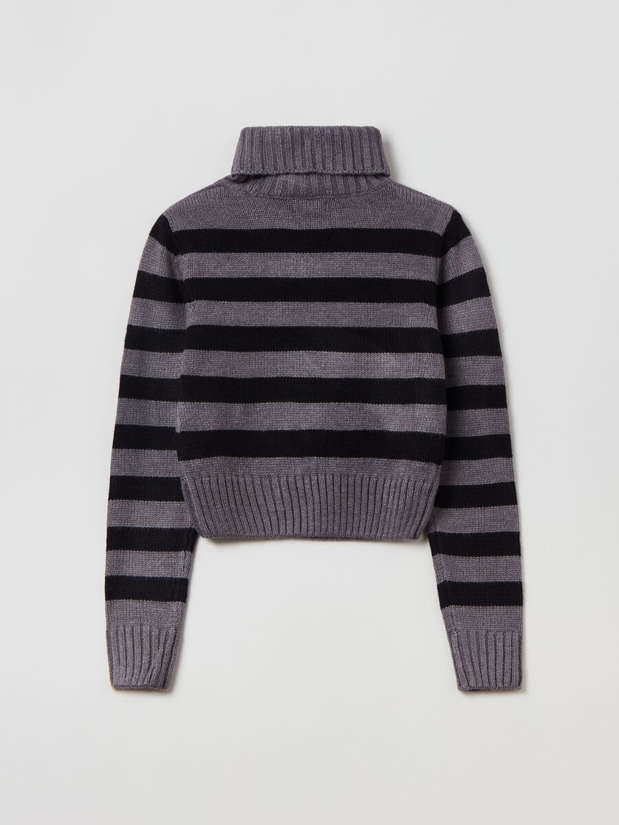 Pullover a collo alto in fantasia a righe_1