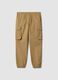 Brown regular-fit stretch cotton cargo trousers_0