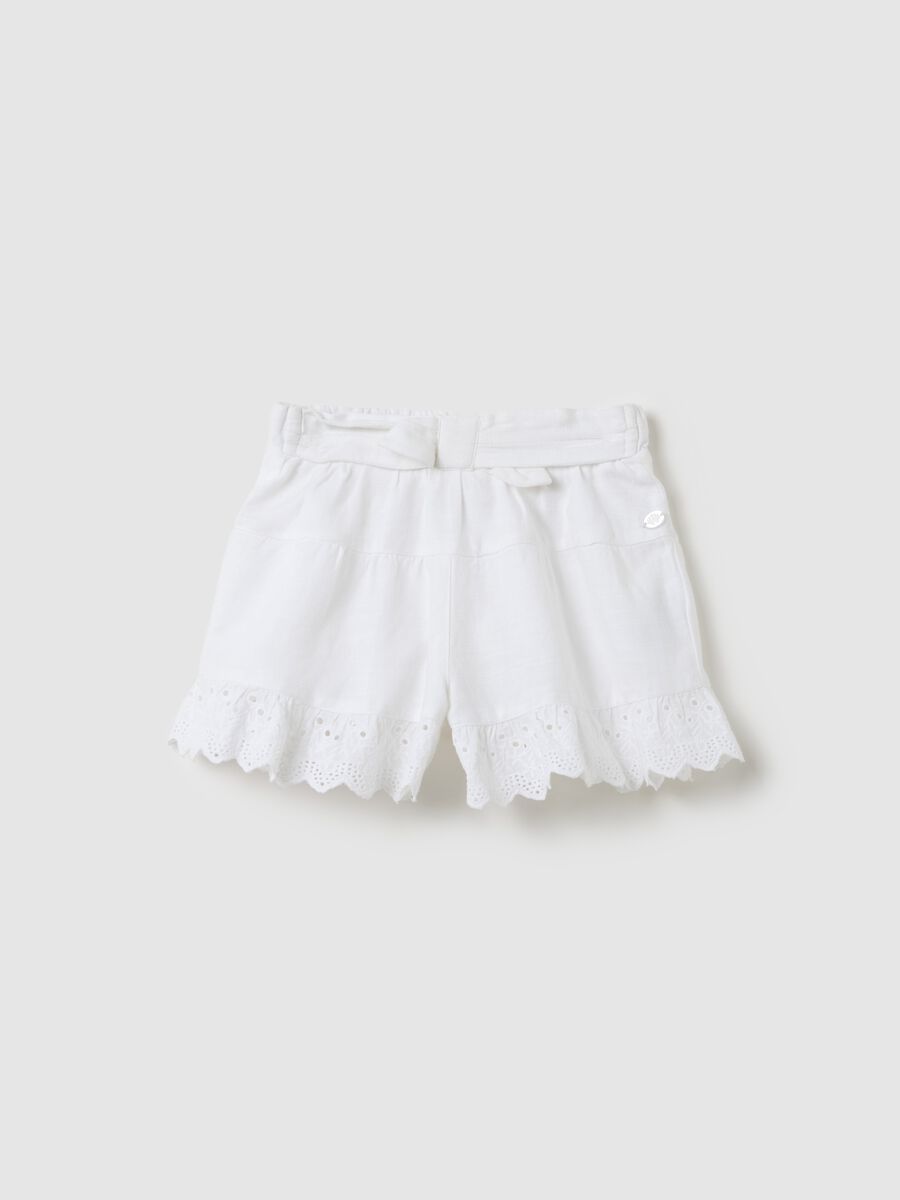 White pure cotton shorts with embroidered details Fagottino_0