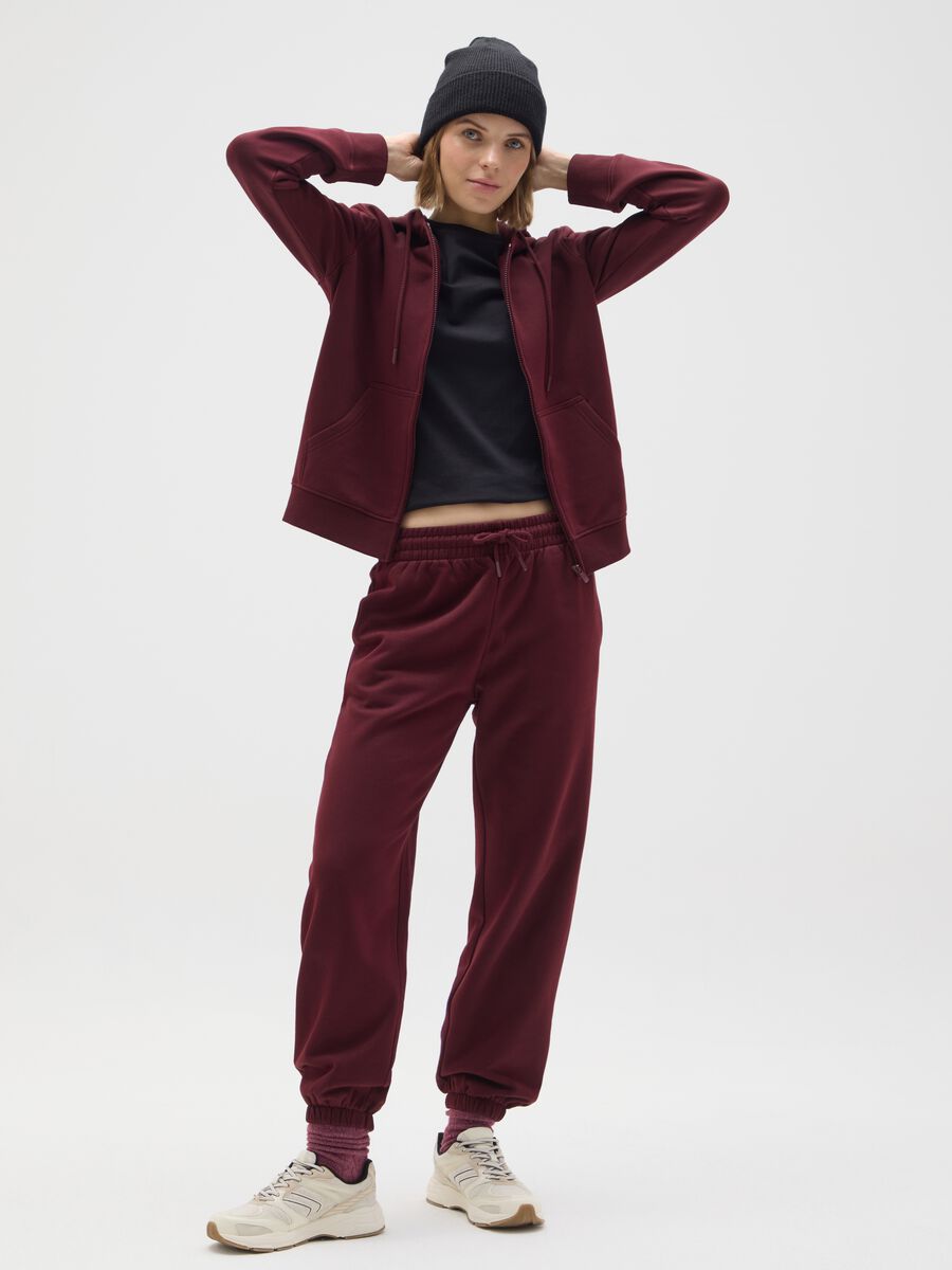 Red cotton blend trousers with regular fit_0