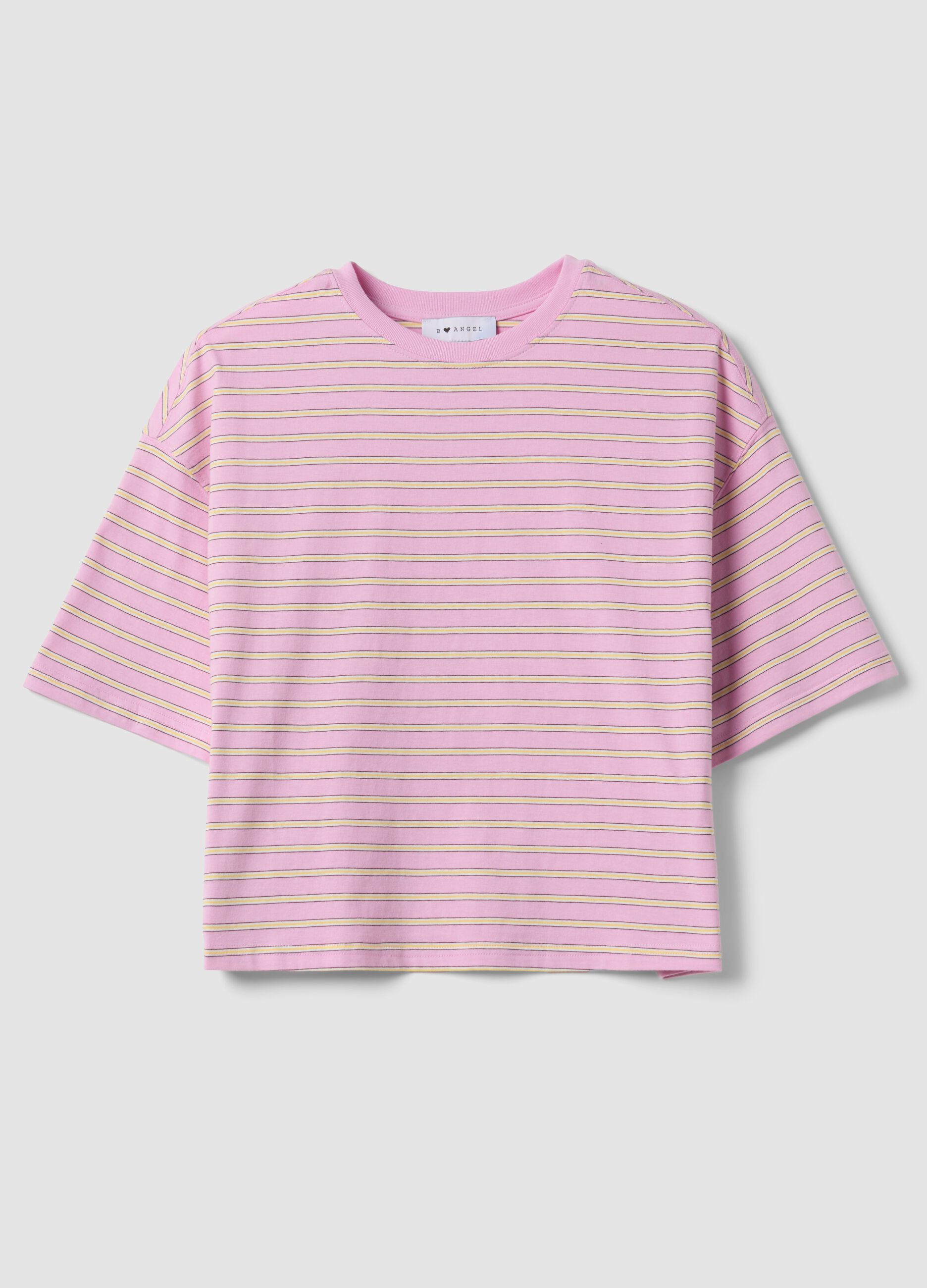 Pink striped pure cotton T-shirt