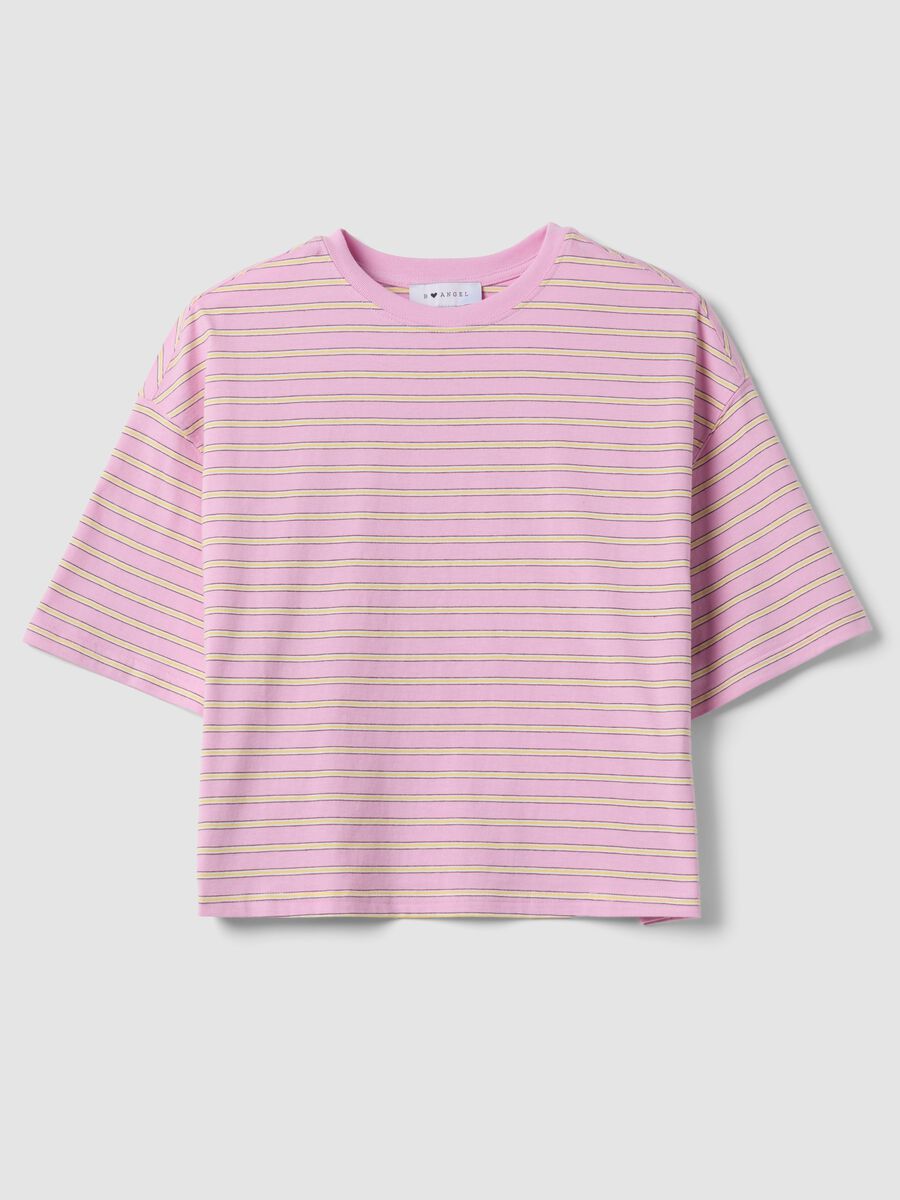 Pink striped pure cotton T-shirt_4