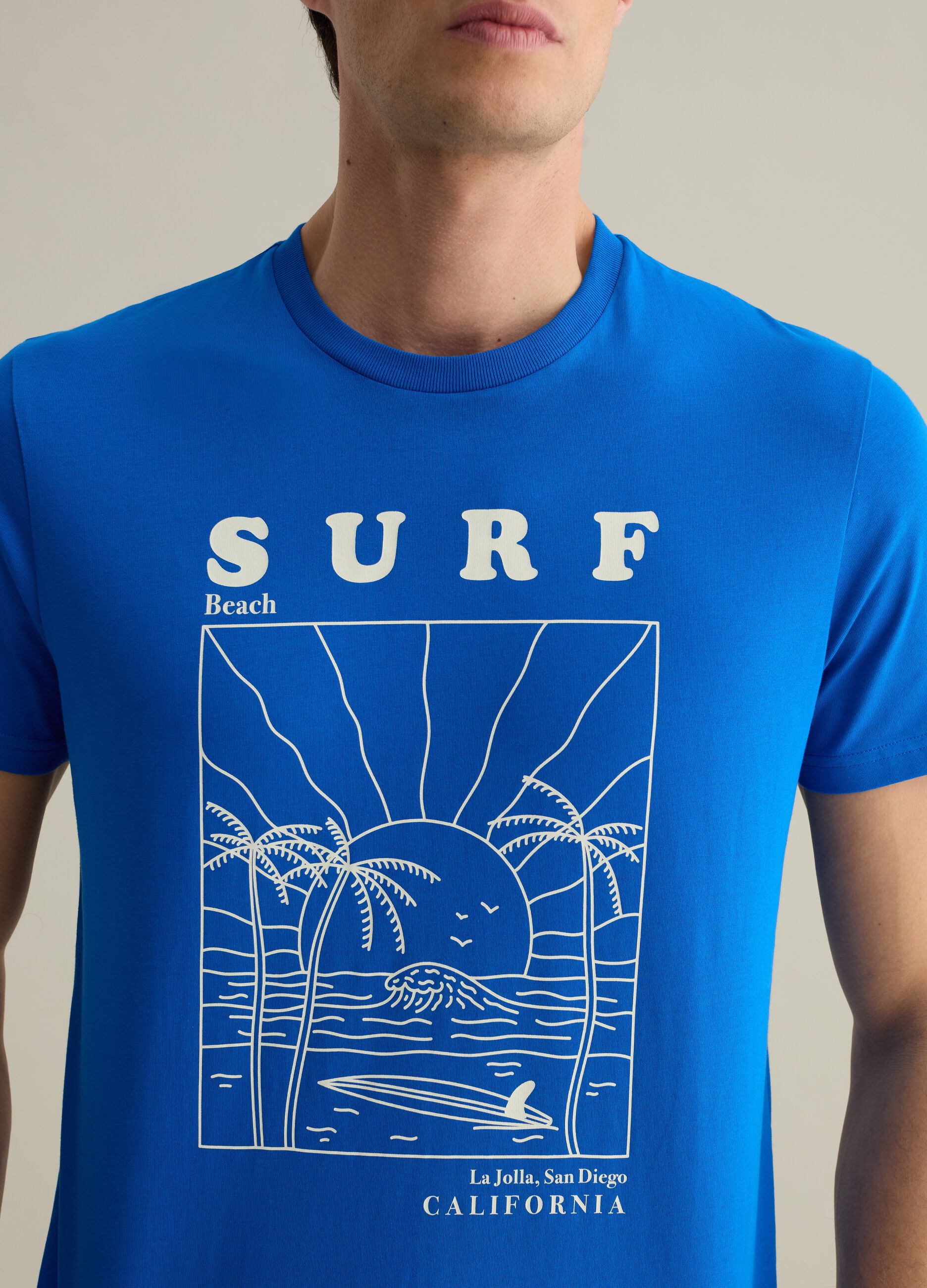 Blue T-shirt with California surf graphic print