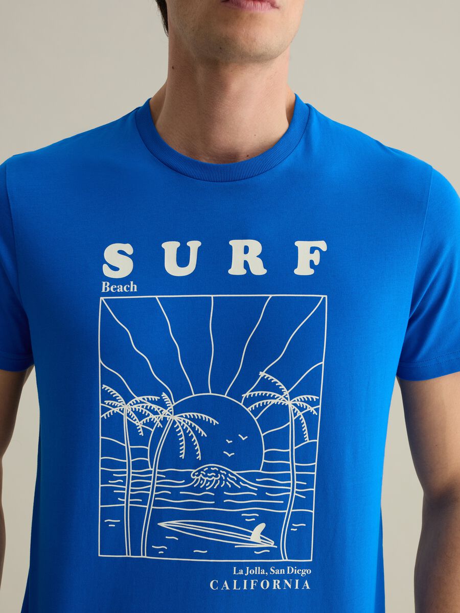 Blue T-shirt with California surf graphic print_3