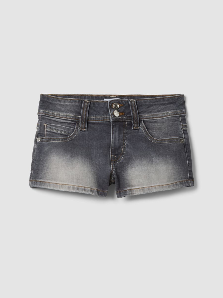 Grey stretch-cotton denim shorts_4