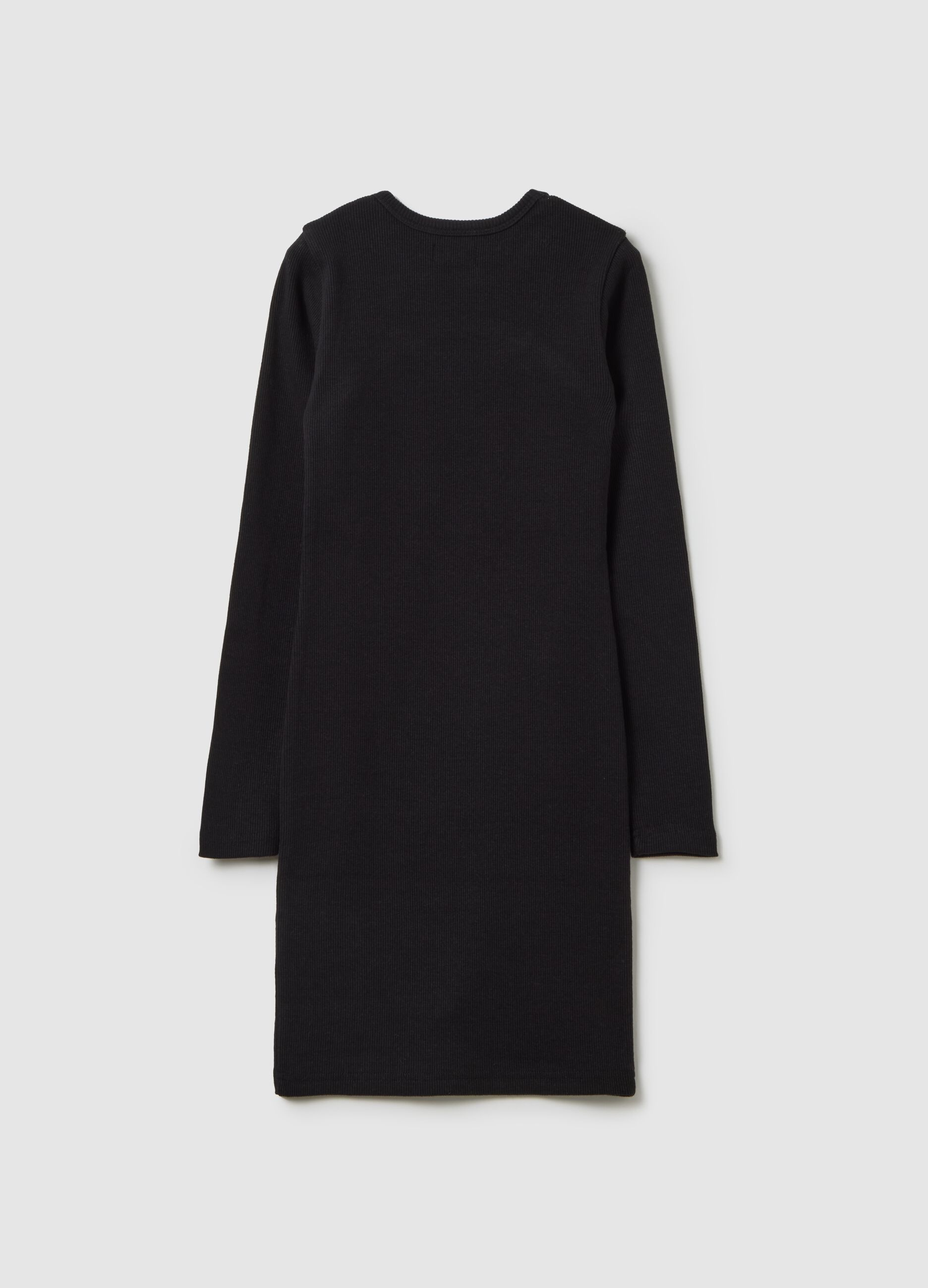 Girls' dress in black stretch cotton