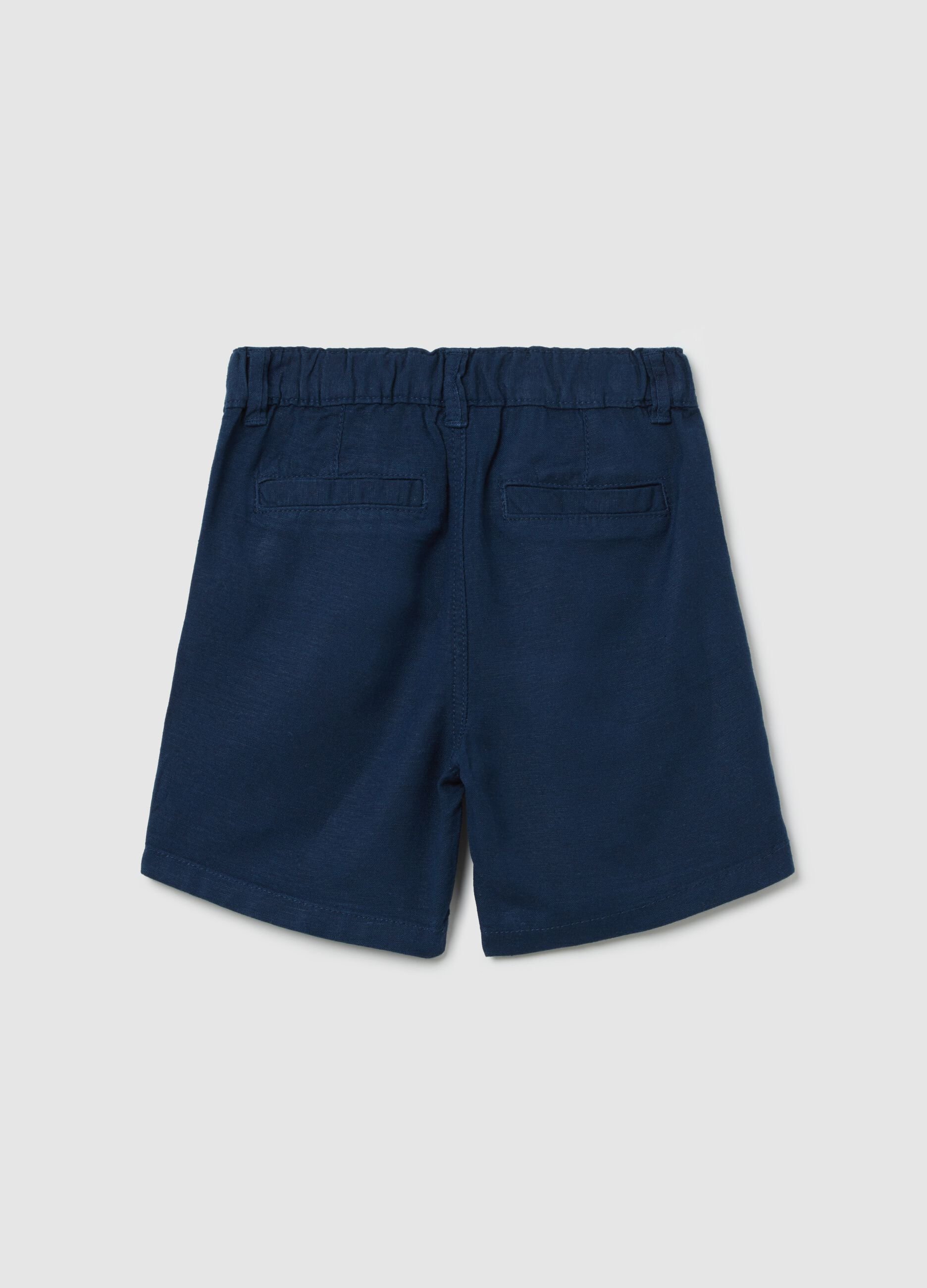 Blue shorts with elastic at the waist