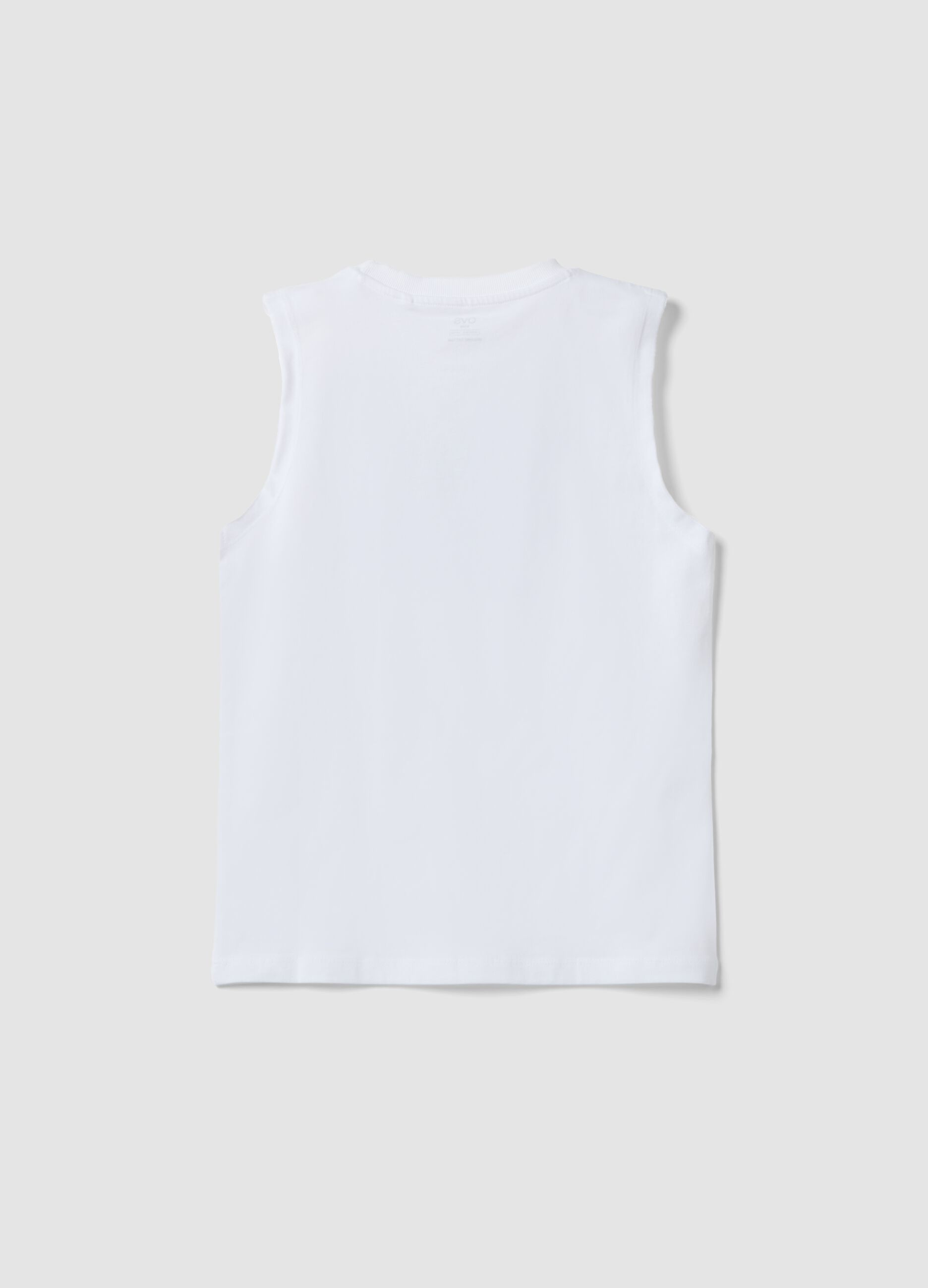 White organic cotton vest top with print