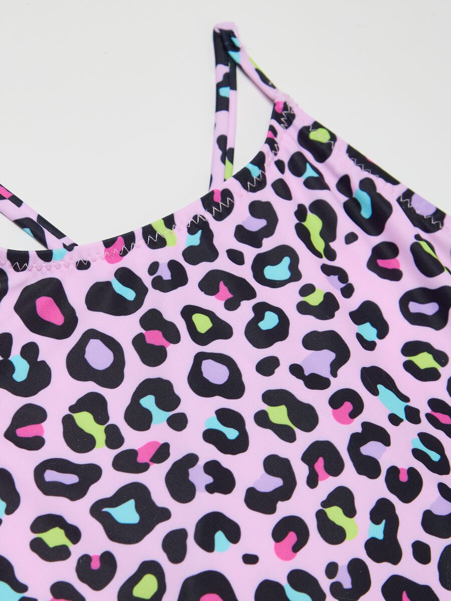 Girls’ swimsuit in multicoloured stretch fabric with print_2