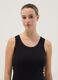 Regular fit black stretch cotton vest with lace trim_1