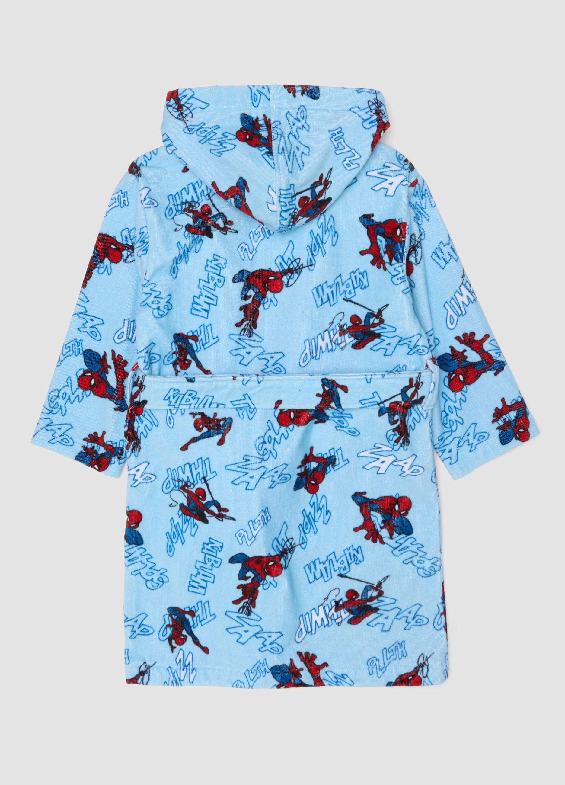Blue pure cotton hooded MARVEL Spider-Man bathrobe for boys
