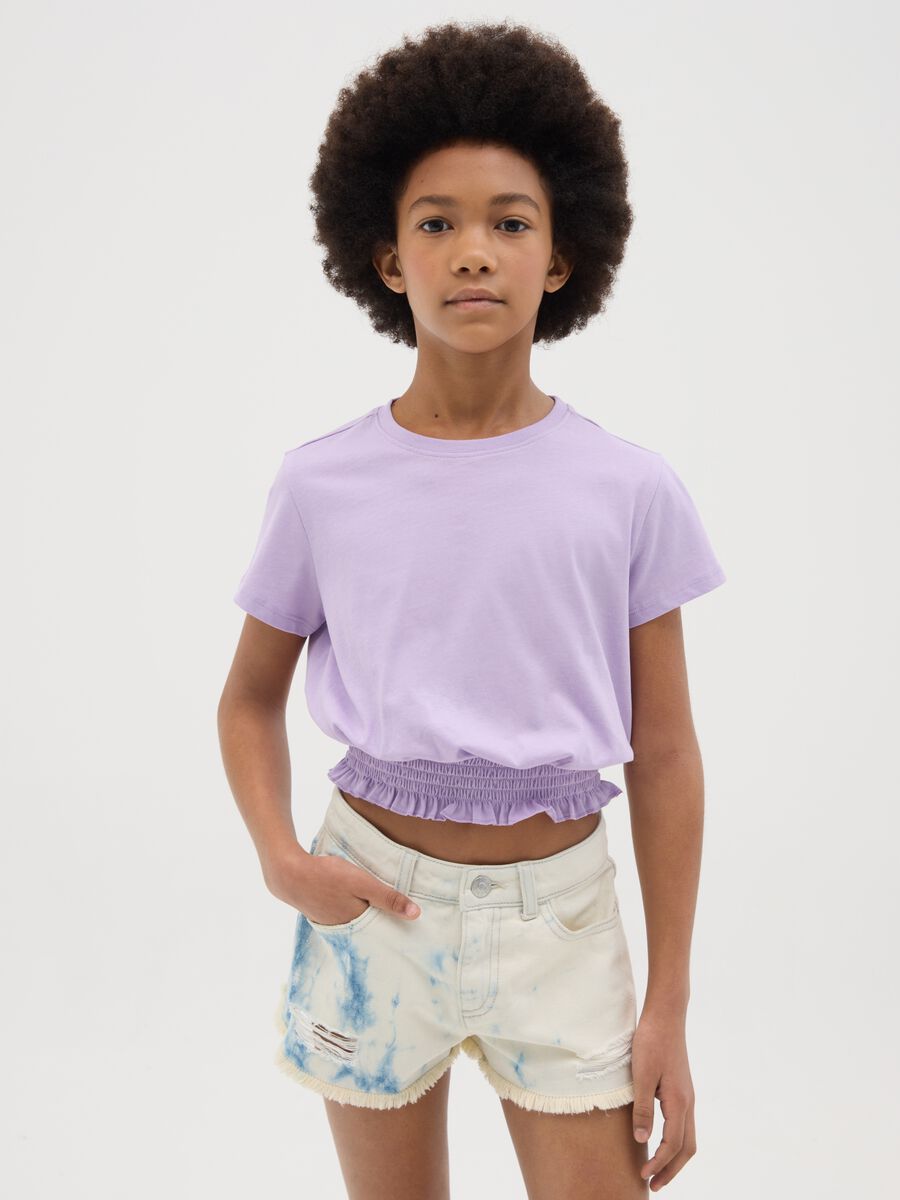 Lilac T-shirt in 100% cotton with short sleeves_0