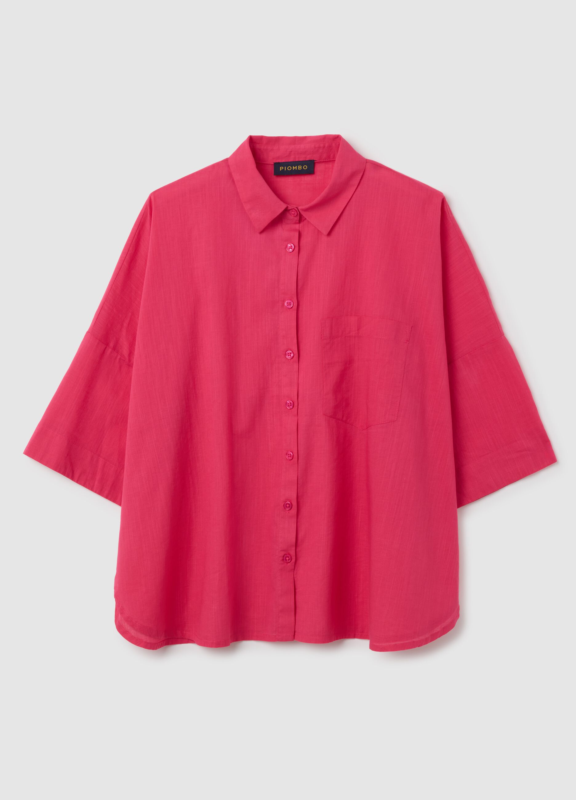 Camicia da donna in puro cotone rosa oversize