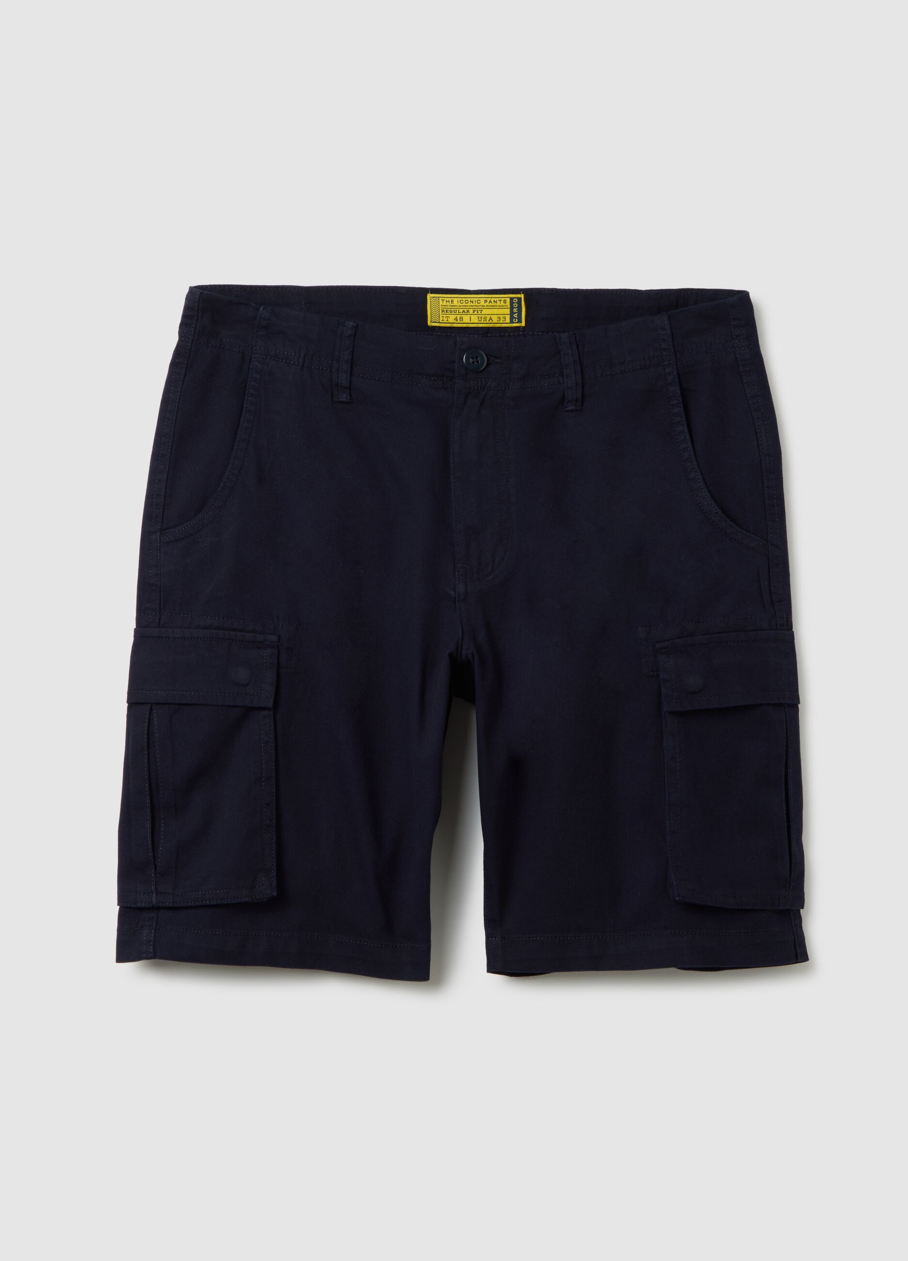 Bermuda da uomo in puro cotone blu regular fit