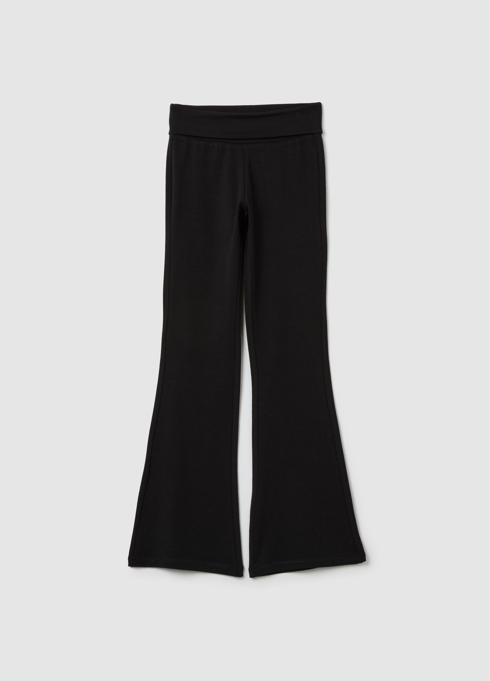 Girls' Black Stretch Cotton Trousers