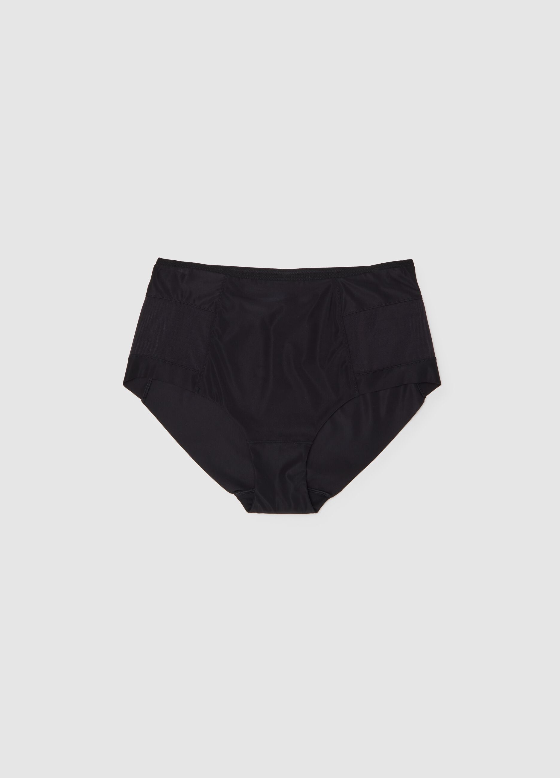 High-waisted black fabric briefs