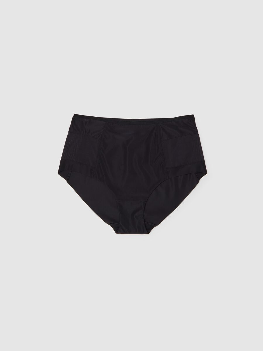 High-waisted black fabric briefs_0