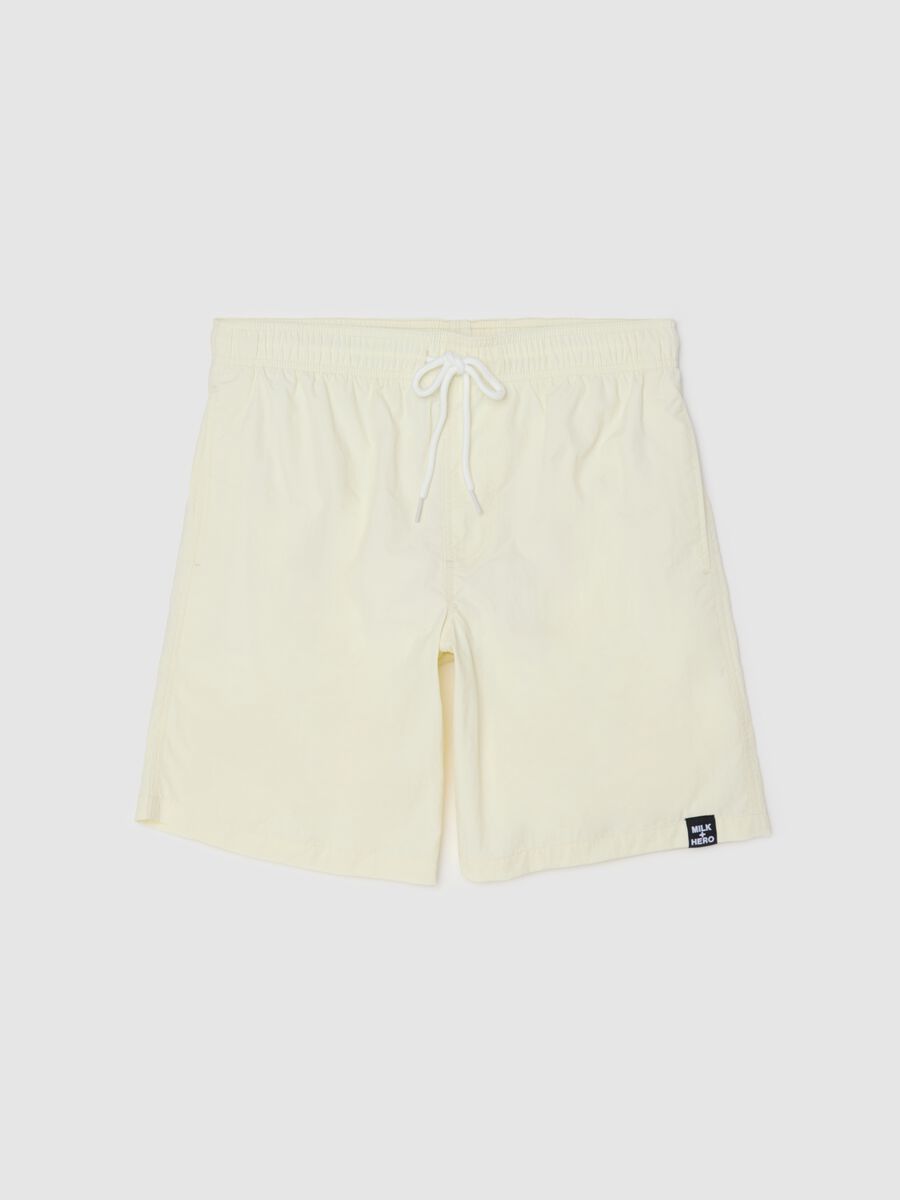 Boxer da uomo in bianco regular fit con elastico e coulisse_4