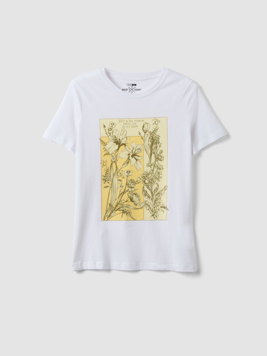 Regular fit white pure cotton t-shirt with print_0