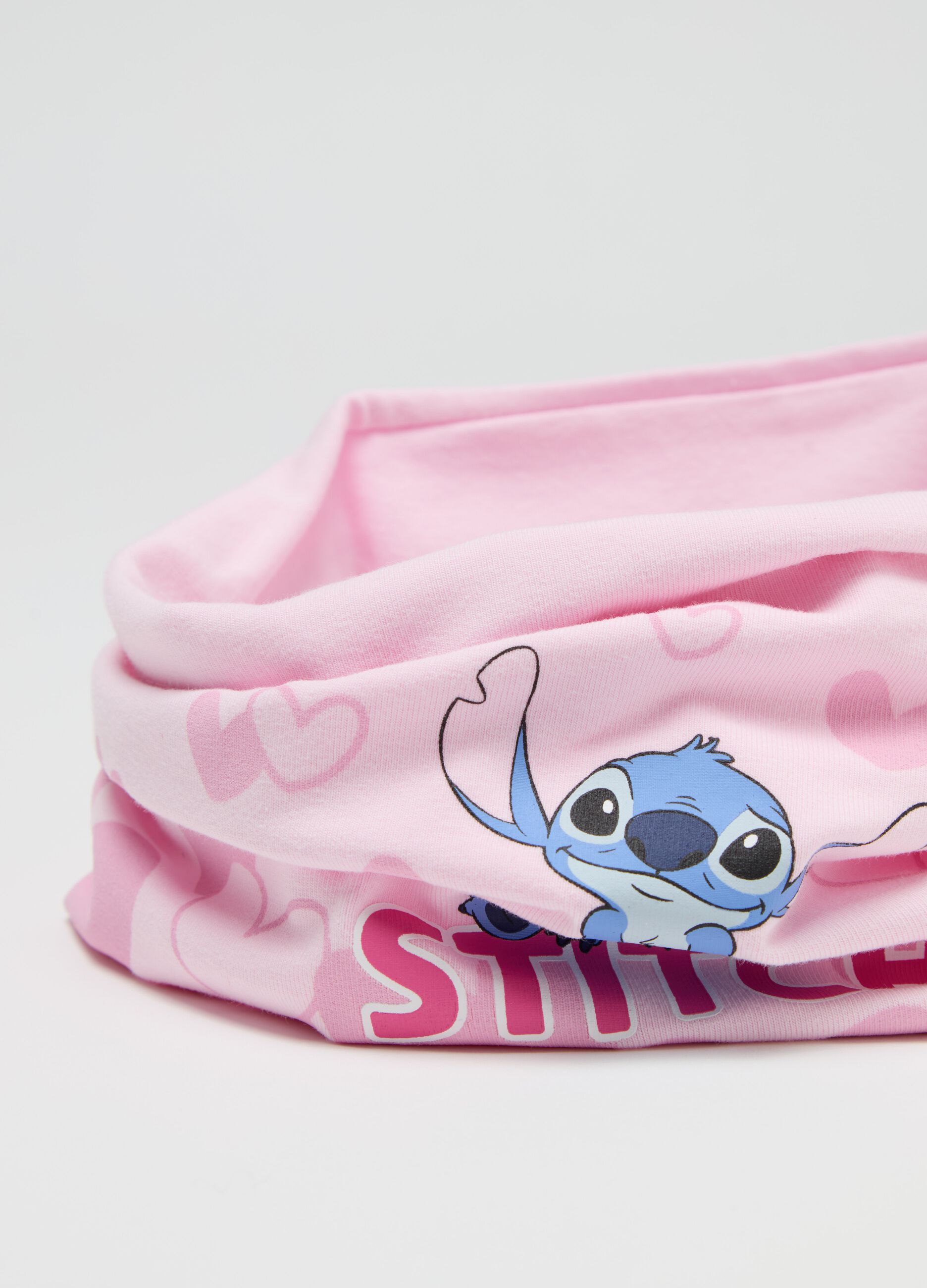 Scaldacollo in jersey con stampa Stitch