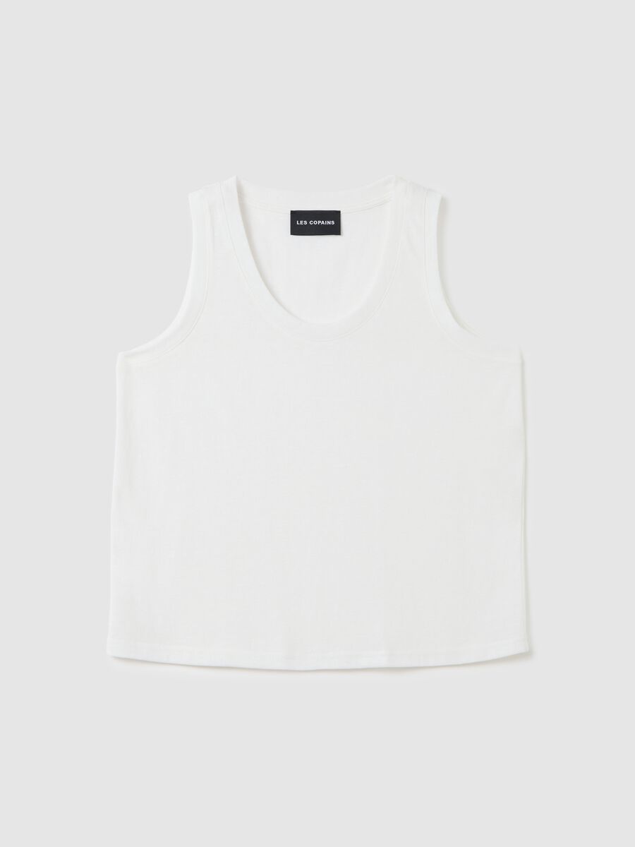 White Cotton Blend Vest_4