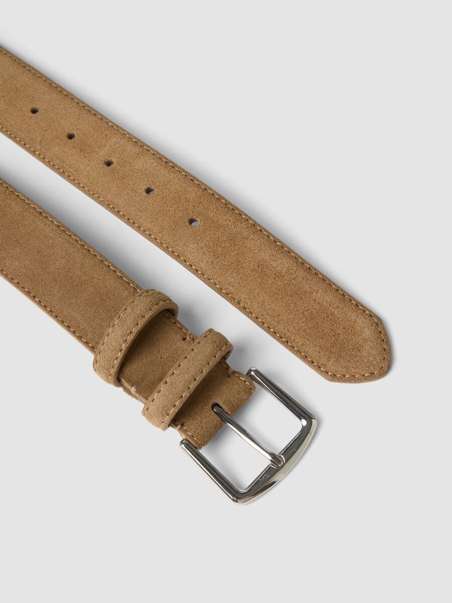 Cintura beige in vera pelle scamosciata_1