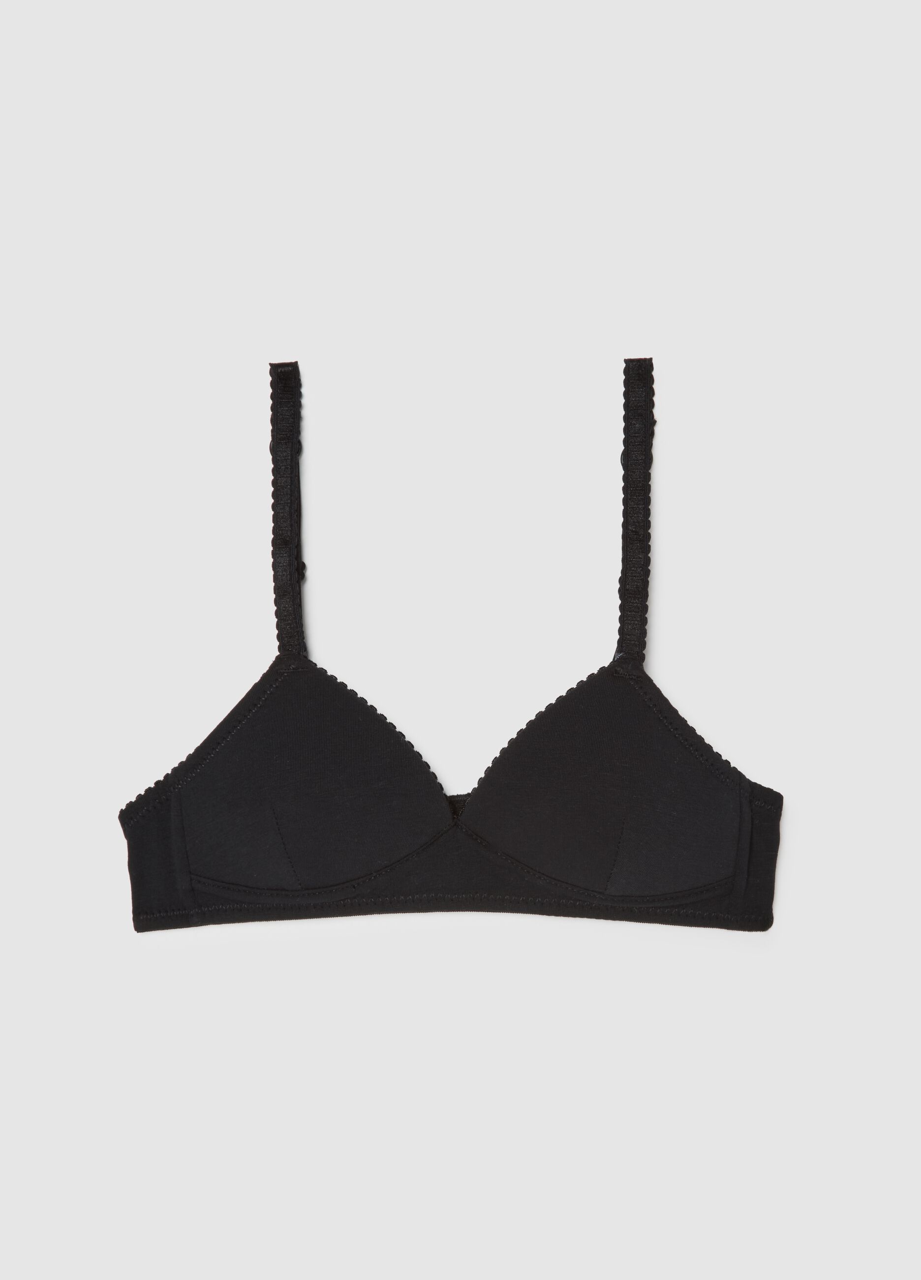 Girls' black stretch cotton bra