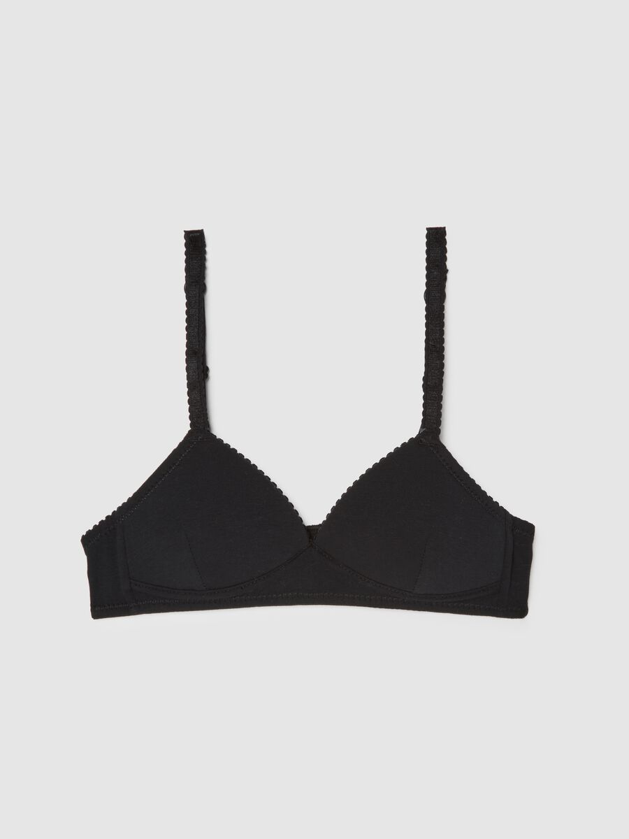 Girls' black stretch cotton bra_0