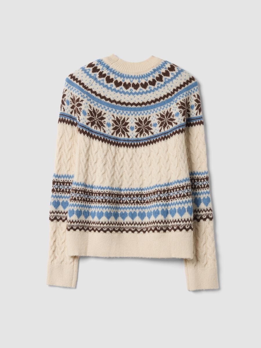 Beige jacquard crew-neck oversized jumper_2