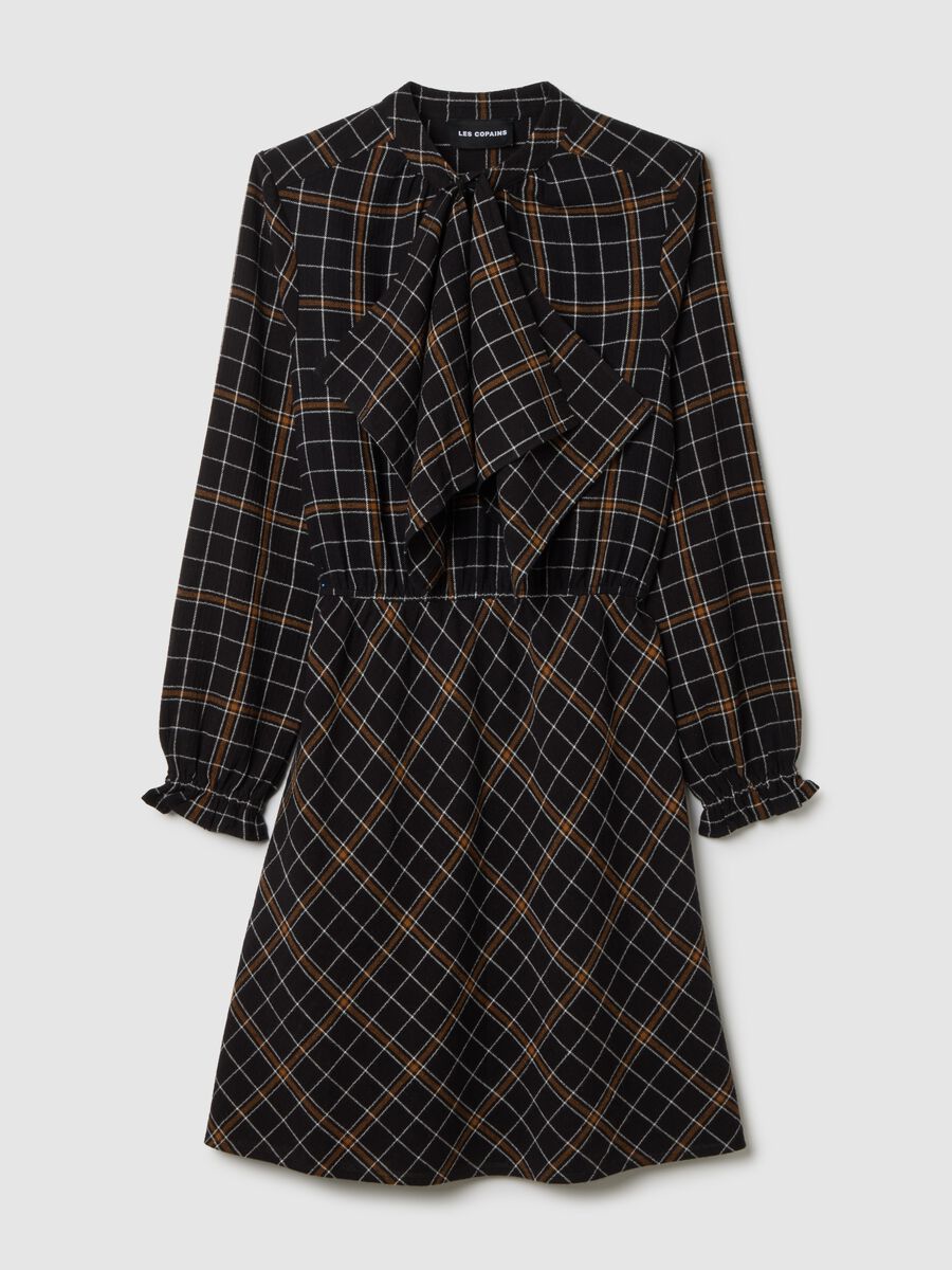 Black regular fit pure cotton and flannel dress_4