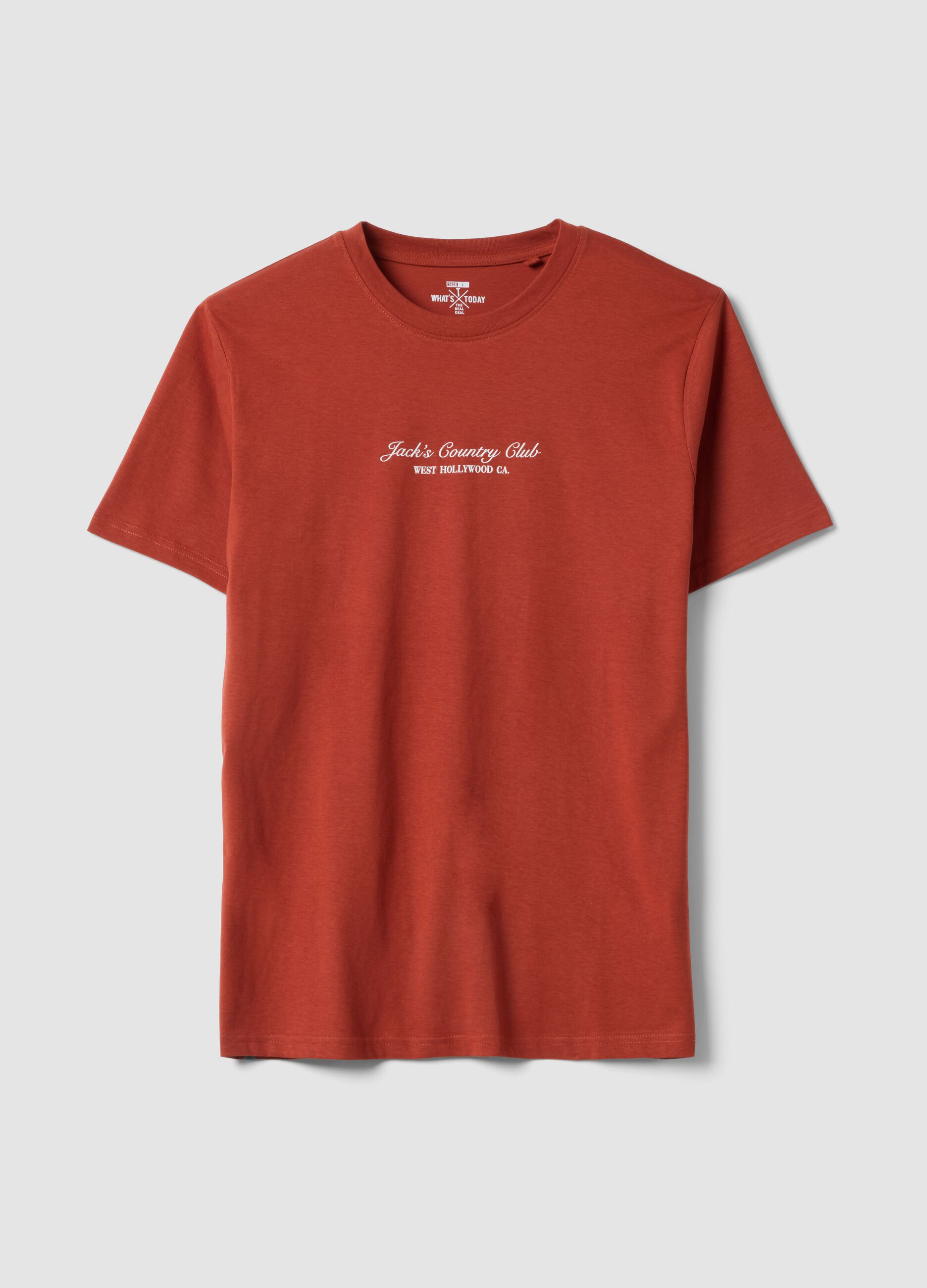 Red slogan T-shirt in pure cotton, regular fit