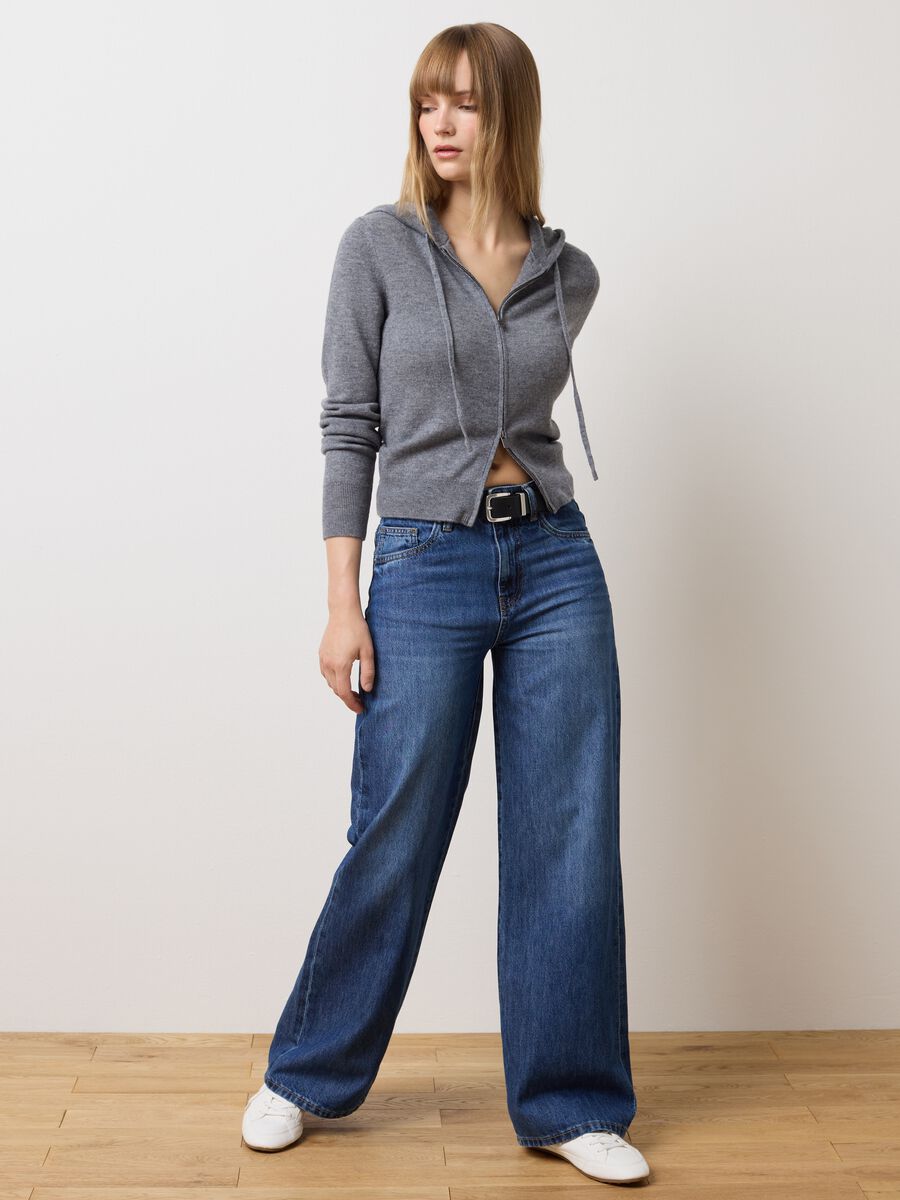 Cardigan in pura lana grigio regular fit_2