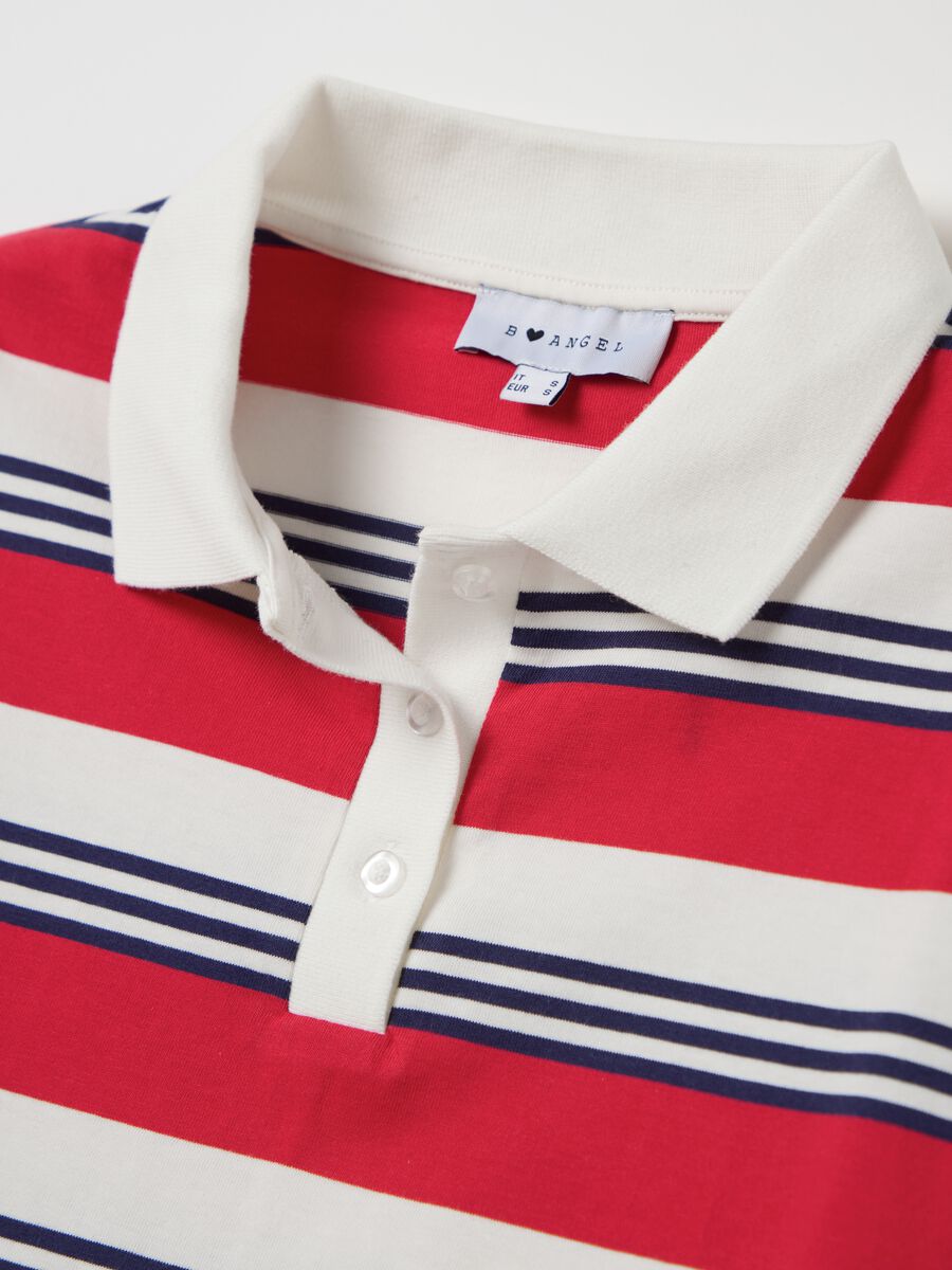 Red and white striped polo shirt_5
