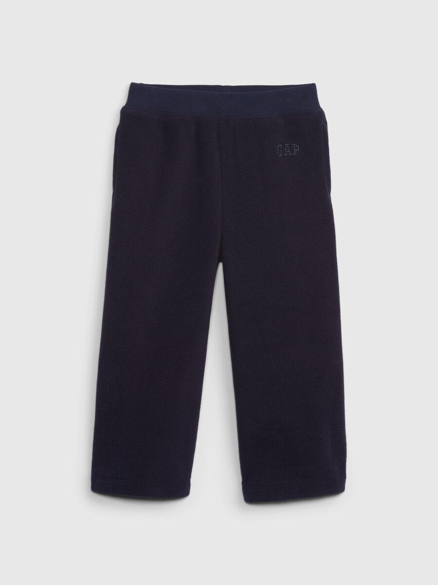 Pantaloni in pile con ricamo logo_0