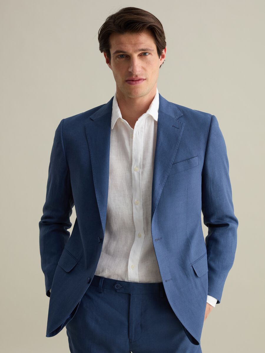Contemporary regular-fit single-breasted blazer in linen_0