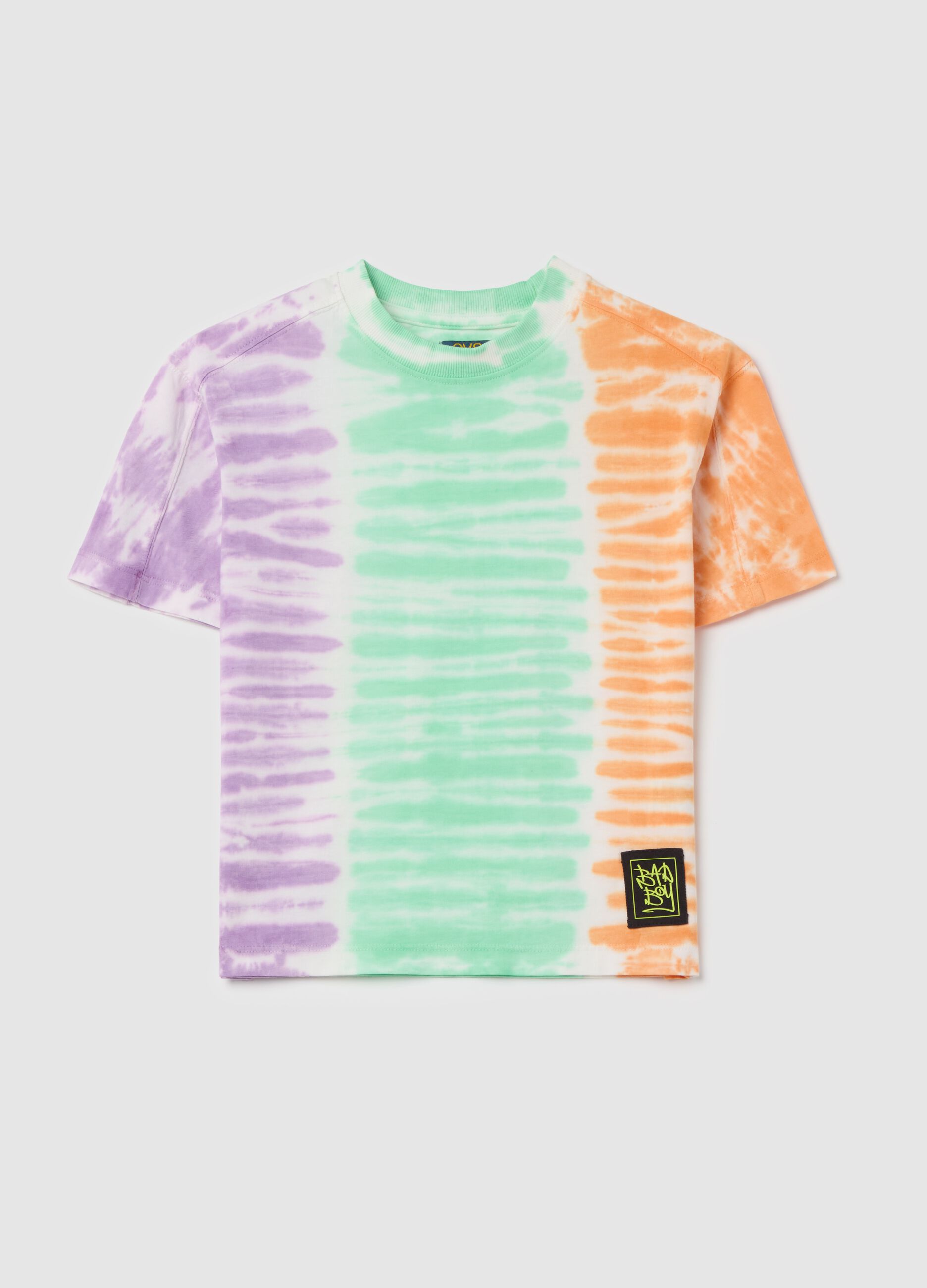 Cotton T-shirt with tie-dye pattern