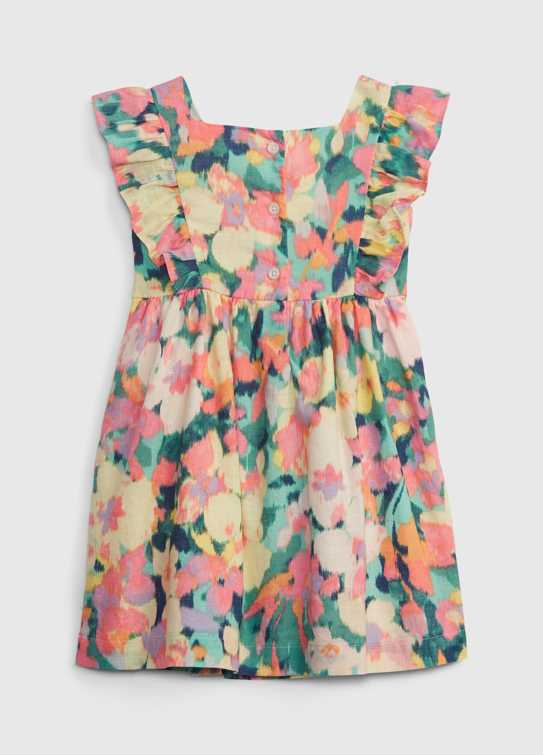 Floral dress in linen and cotton