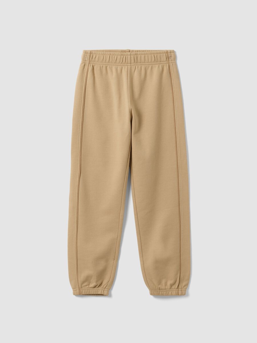 Pantaloni jogger beige in puro cotone organico comfort fit per bambino_0