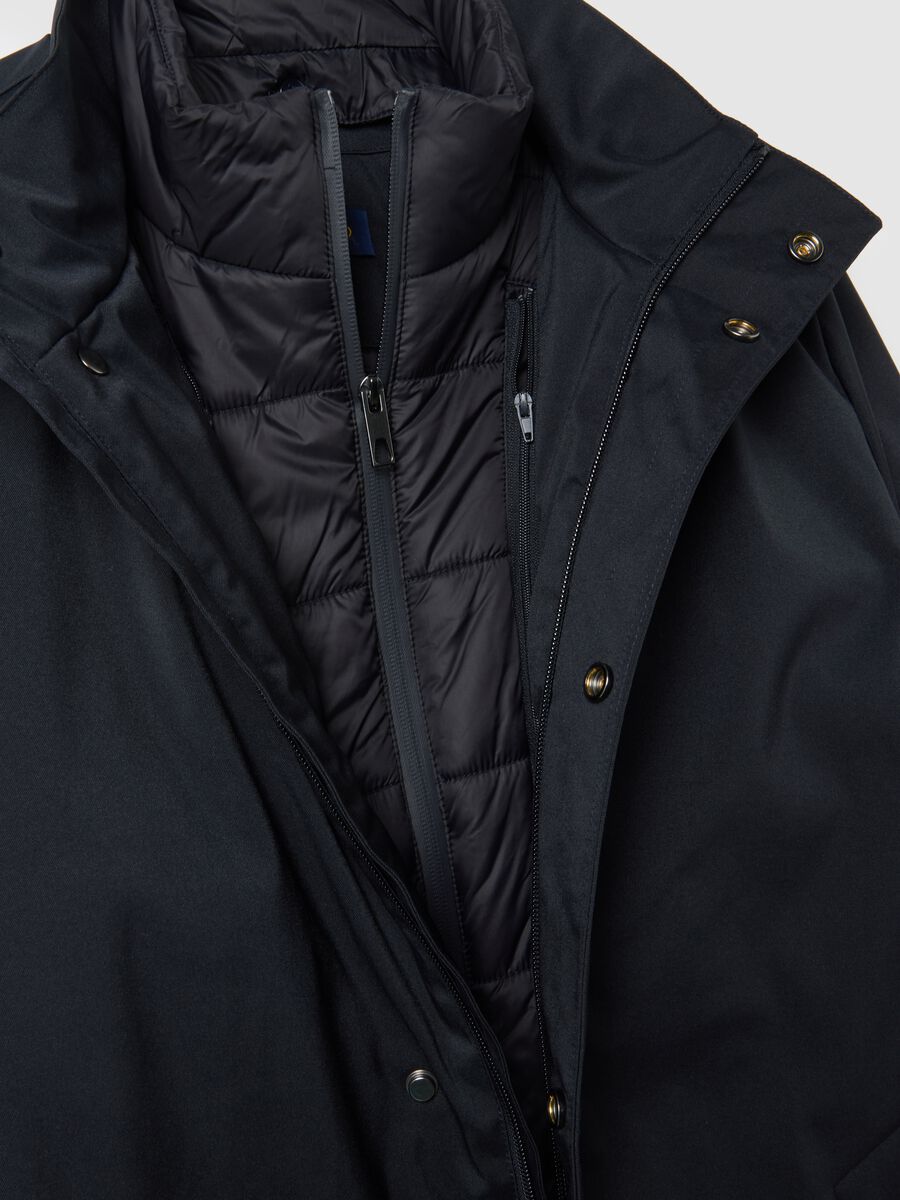 Cappotto in tessuto elasticizzato nero regular fit_1