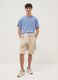 Beige pure cotton jogger shorts for boys with elasticated waist_0