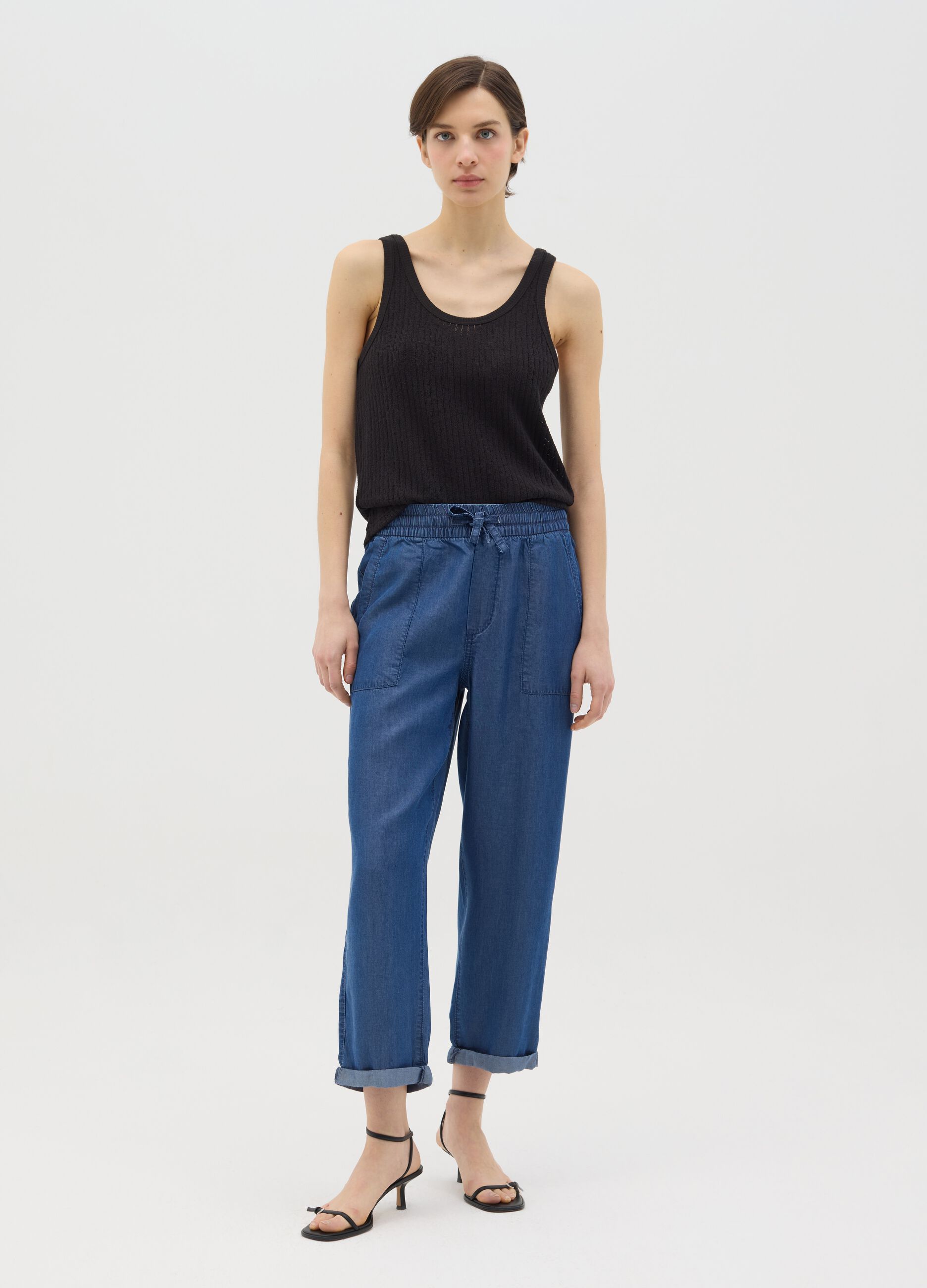 Blue relaxed-fit trousers in Lyocell
